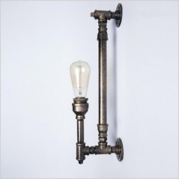 Smidd Jern Vannrørsvegglampe Vintage Midtgangslamper Loftsjernvegglampe Edison Glødepære Fj Db2 046A0