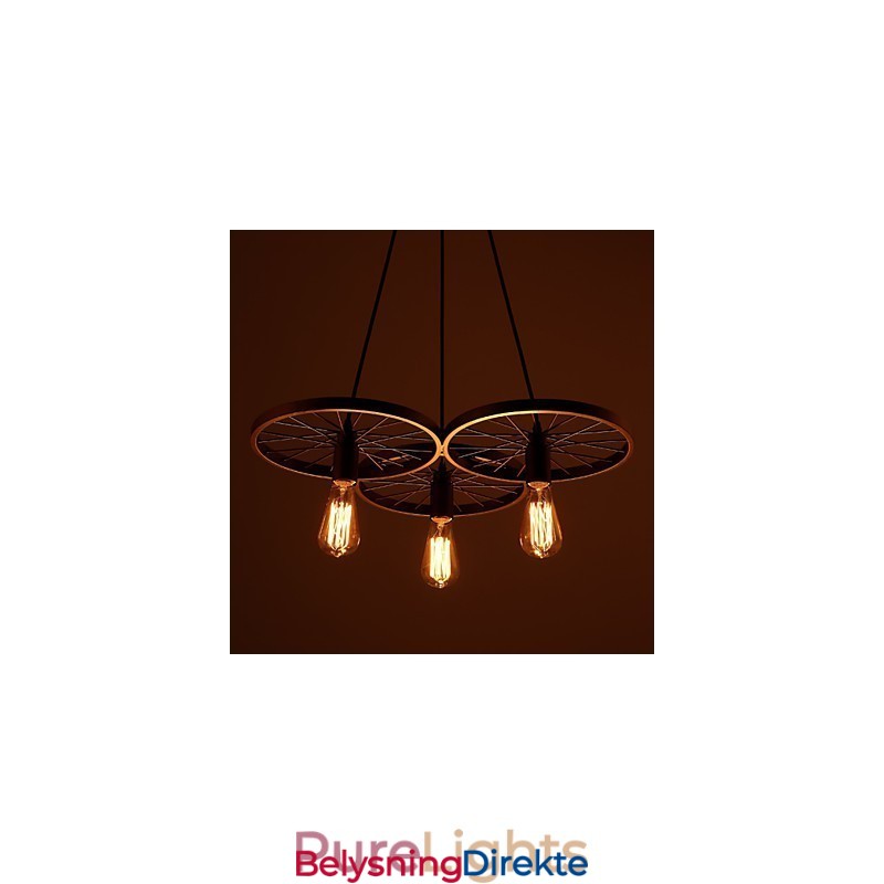 Loft Retro Pendellamper Amerikansk Landlig Smijernslysekrone I Industriell Stil Med Hjul