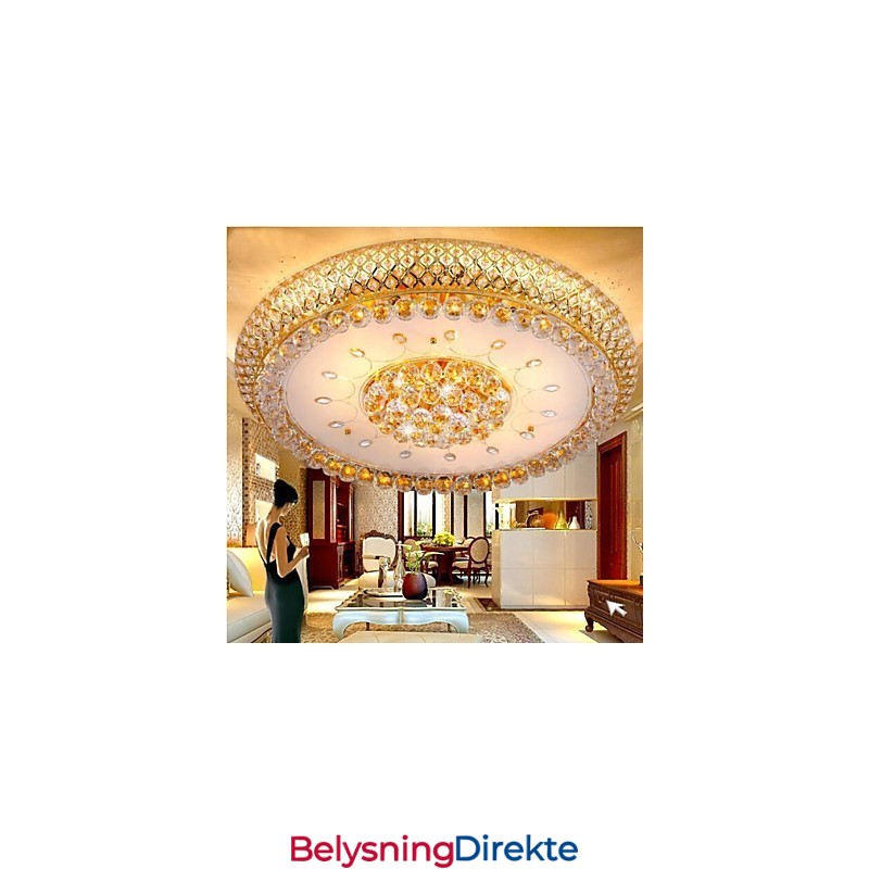 Rund Krystallabsorberende Kuppellampe I Tak, Diameter 80 Cm, Inneholder 15 Pærer