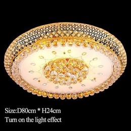 Rund Krystallabsorberende Kuppellampe I Tak, Diameter 80 Cm, Inneholder 15 Pærer