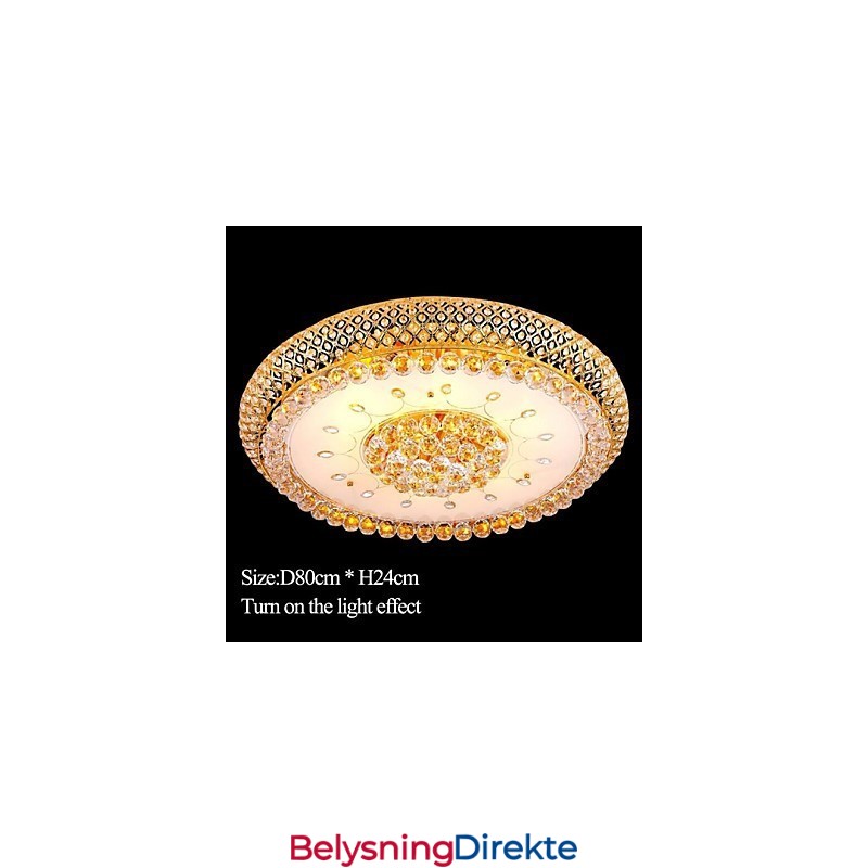 Rund Krystallabsorberende Kuppellampe I Tak, Diameter 80 Cm, Inneholder 15 Pærer