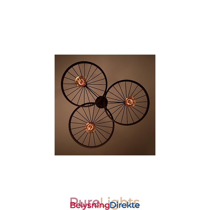 Loft Retro Pendellamper Amerikansk Landlig Smijernslysekrone I Industriell Stil Med Hjul