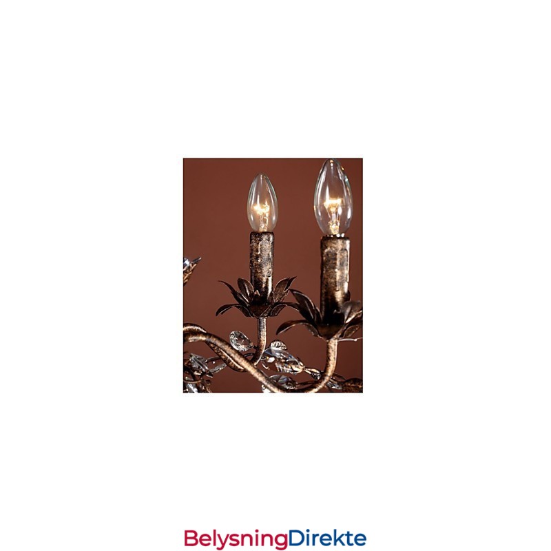 Vintage Stearinlysstil Antikk Messing Metalllysekrone