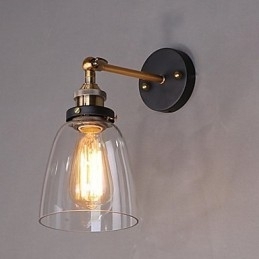 Industriell Edison Simplicity Glassvegglampe I Metall, Veggmontert Lampe Til Spisestue, Arbeidsrom, Kontor, Gang