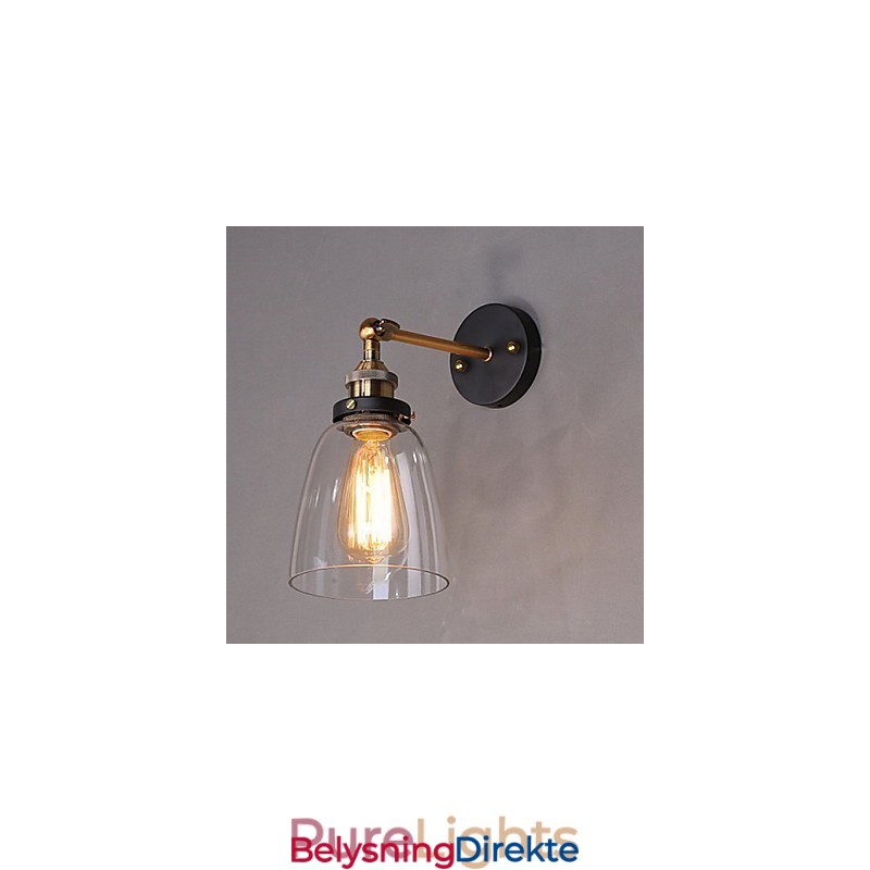 Industriell Edison Simplicity Glassvegglampe I Metall, Veggmontert Lampe Til Spisestue, Arbeidsrom, Kontor, Gang