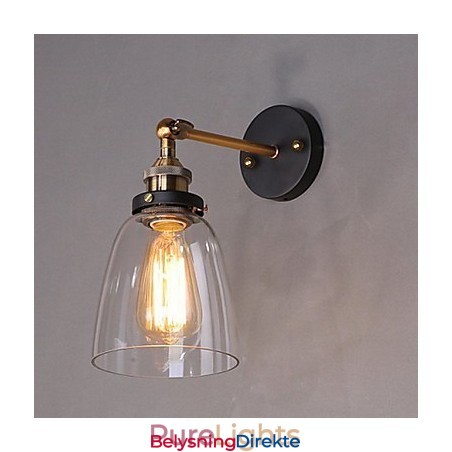 Industriell Edison Simplicity Glassvegglampe I Metall, Veggmontert Lampe Til Spisestue, Arbeidsrom, Kontor, Gang