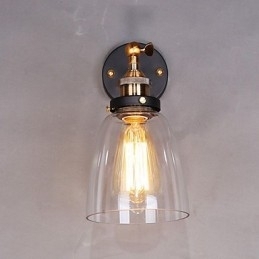 Industriell Edison Simplicity Glassvegglampe I Metall, Veggmontert Lampe Til Spisestue, Arbeidsrom, Kontor, Gang