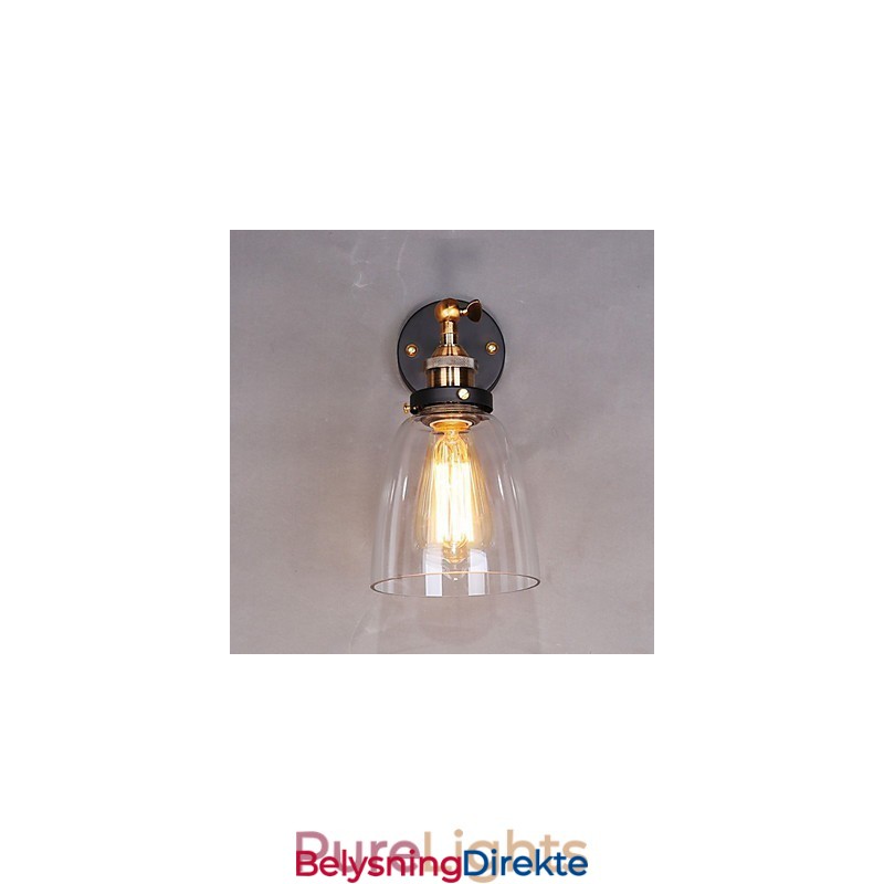 Industriell Edison Simplicity Glassvegglampe I Metall, Veggmontert Lampe Til Spisestue, Arbeidsrom, Kontor, Gang