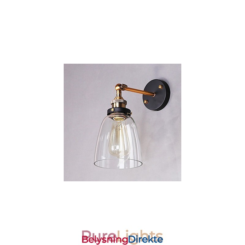 Industriell Edison Simplicity Glassvegglampe I Metall, Veggmontert Lampe Til Spisestue, Arbeidsrom, Kontor, Gang