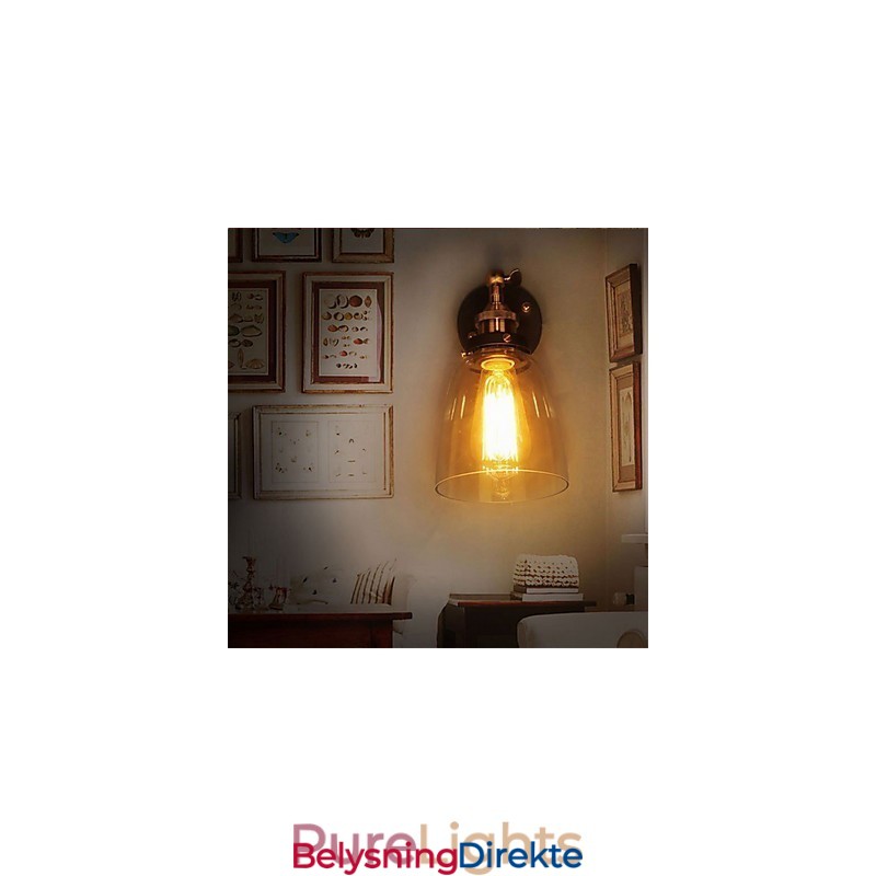 Industriell Edison Simplicity Glassvegglampe I Metall, Veggmontert Lampe Til Spisestue, Arbeidsrom, Kontor, Gang