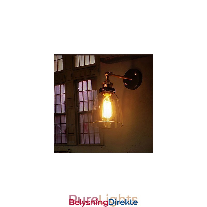 Industriell Edison Simplicity Glassvegglampe I Metall, Veggmontert Lampe Til Spisestue, Arbeidsrom, Kontor, Gang