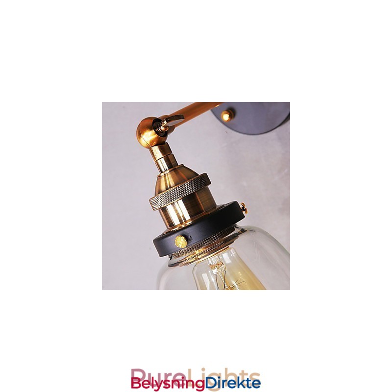 Industriell Edison Simplicity Glassvegglampe I Metall, Veggmontert Lampe Til Spisestue, Arbeidsrom, Kontor, Gang