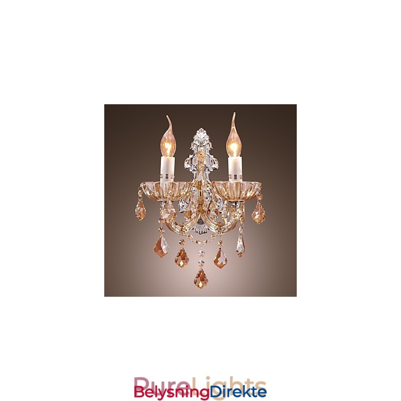 Elegant Krystallvegglampe Med 2 Lys