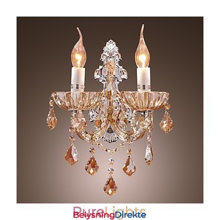 Elegant Krystallvegglampe Med 2 Lys