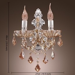 Elegant Krystallvegglampe Med 2 Lys