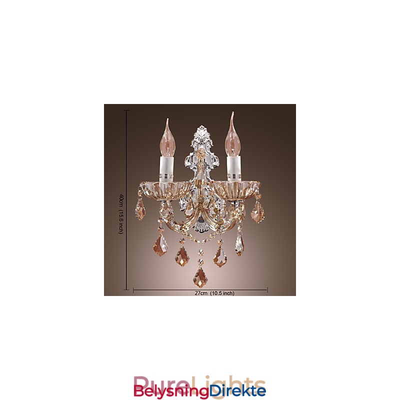 Elegant Krystallvegglampe Med 2 Lys