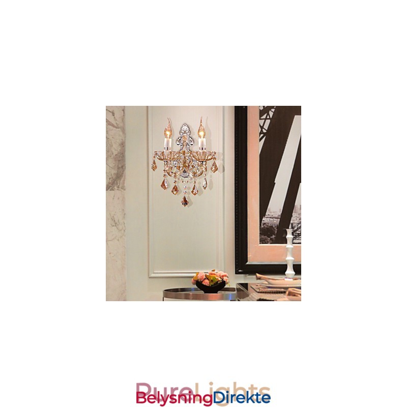Elegant Krystallvegglampe Med 2 Lys