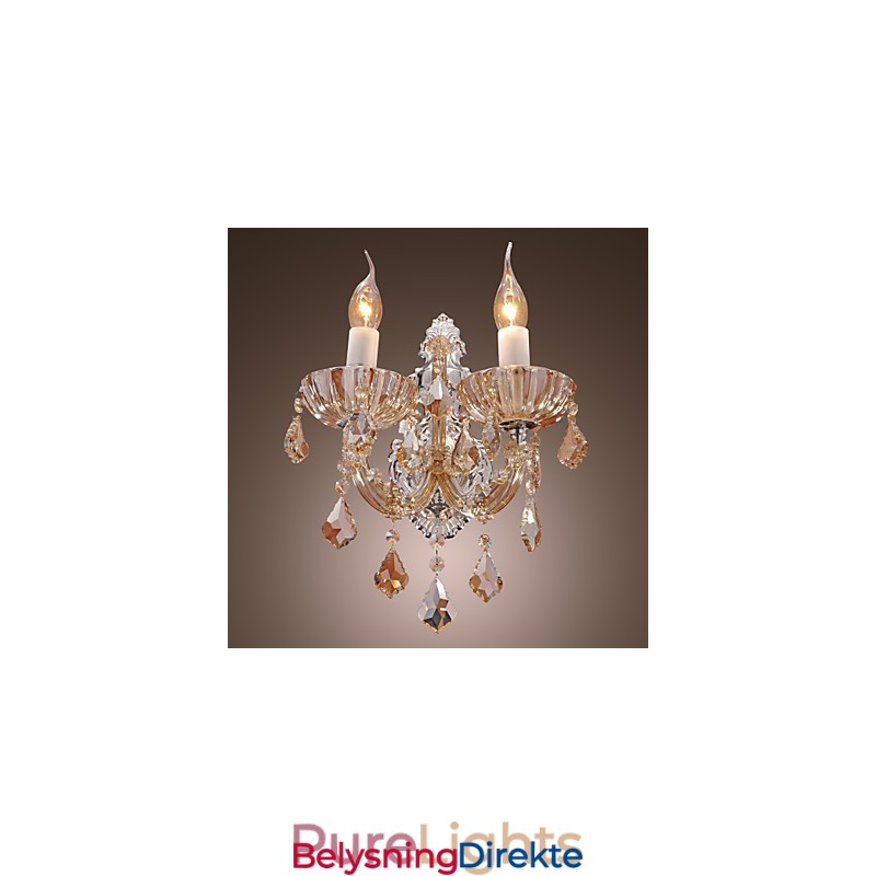 Elegant Krystallvegglampe Med 2 Lys
