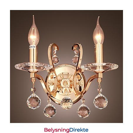 Gyllen Krystallvegglampe Med 2 Lys