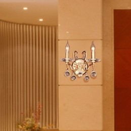 Gyllen Krystallvegglampe Med 2 Lys