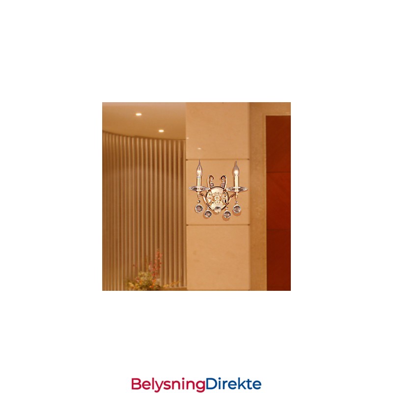 Gyllen Krystallvegglampe Med 2 Lys