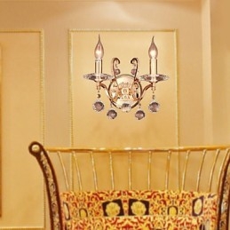 Gyllen Krystallvegglampe Med 2 Lys