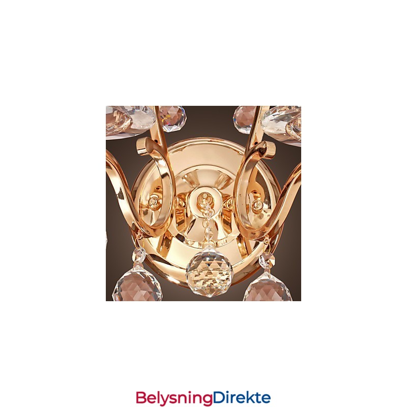 Gyllen Krystallvegglampe Med 2 Lys