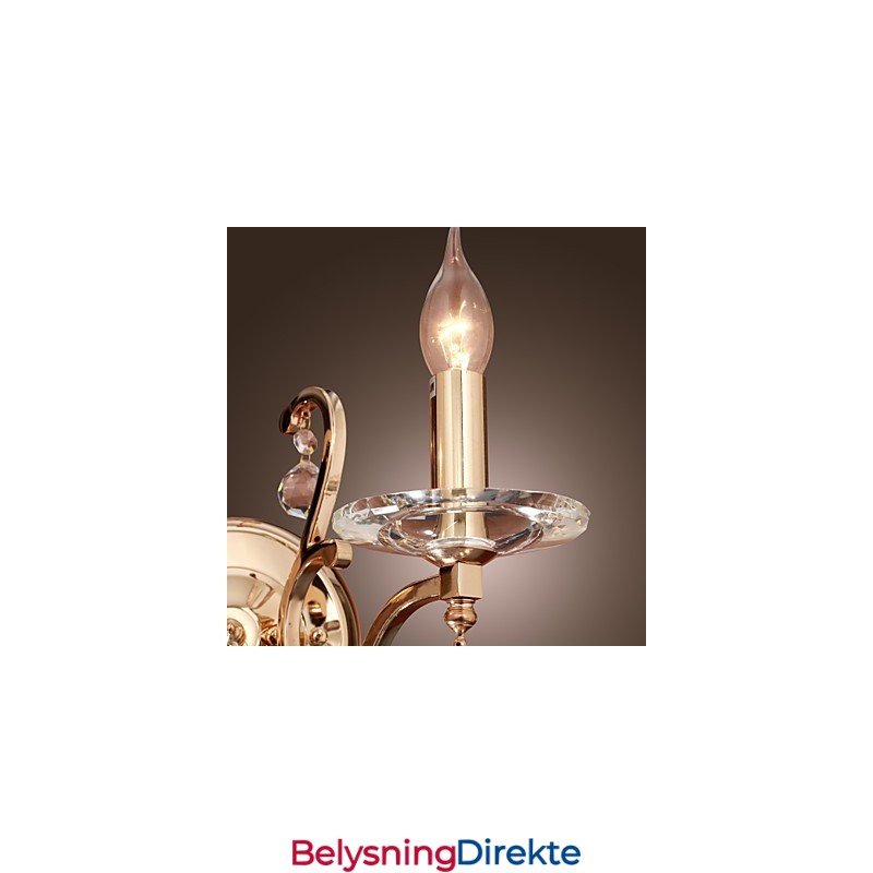 Gyllen Krystallvegglampe Med 2 Lys