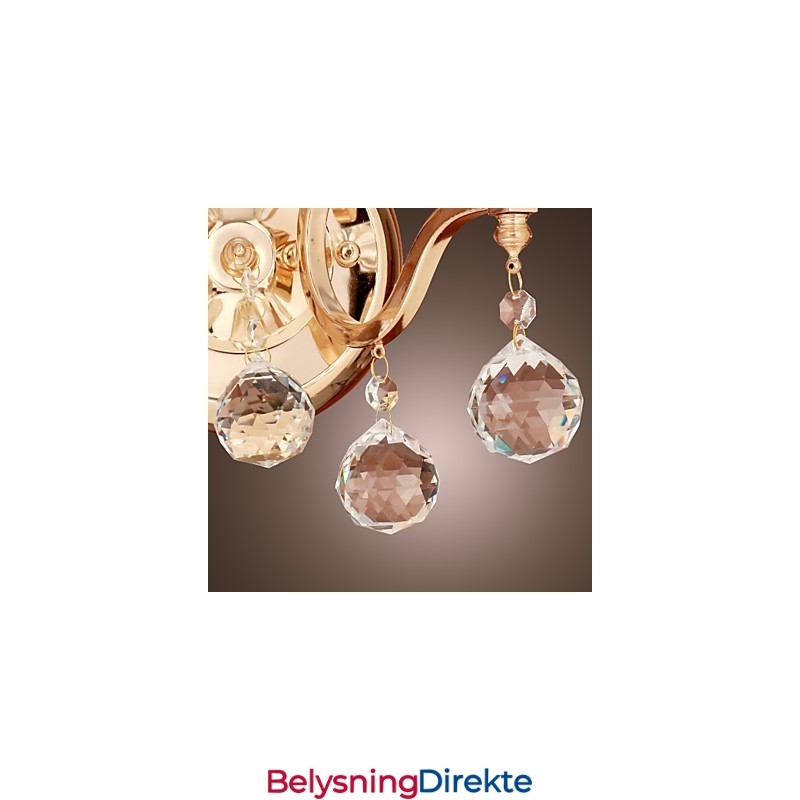 Gyllen Krystallvegglampe Med 2 Lys