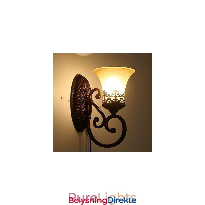 Europeisk Type Restaurering Av Gamle Metoder Smijerns Soveromsvegglampe I Glass