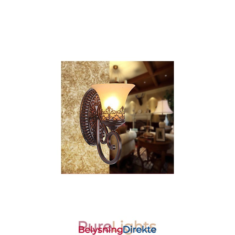 Europeisk Type Restaurering Av Gamle Metoder Smijerns Soveromsvegglampe I Glass