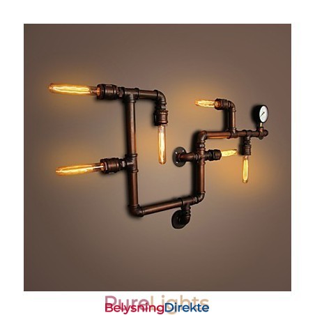 Vegglampe Vegglampe 6 Lys Bronsefinish Industriell Stil Rustikk Hytte Metall