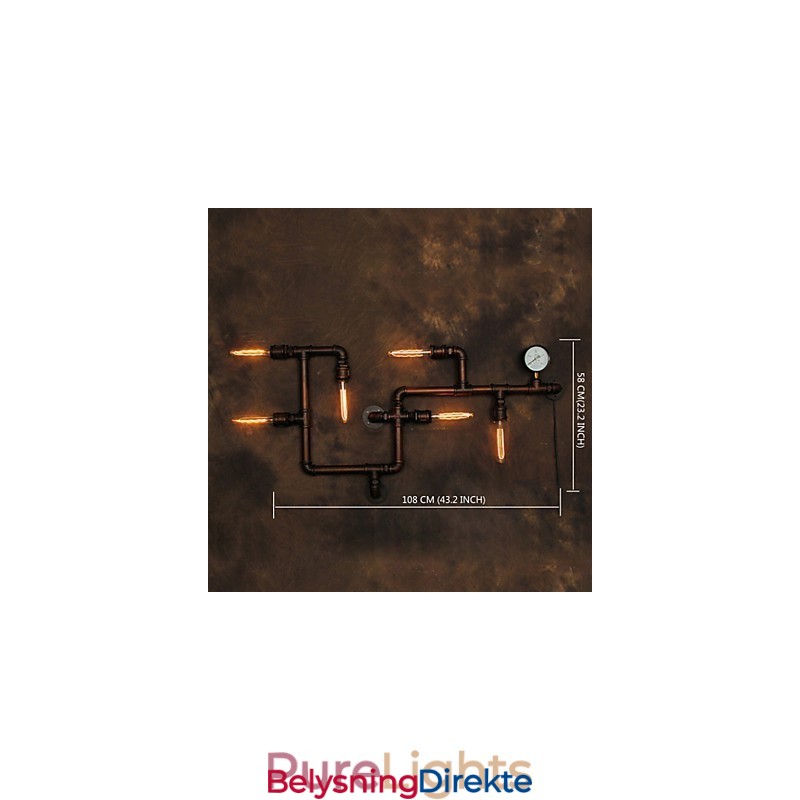 Vegglampe Vegglampe 6 Lys Bronsefinish Industriell Stil Rustikk Hytte Metall