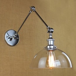 Teleskopisk Retro Vegglampe I Krom I Glass