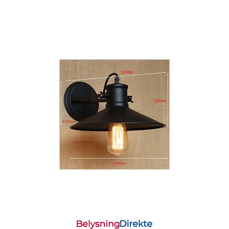 Retro Moderne Kreativ Industriell Vind Svart Maling Butikk Lager Bar Kafé Hotell Jern Vegglampe