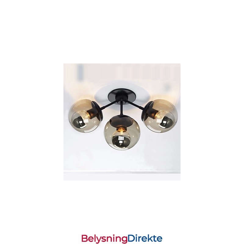 Vegglampe Glasskule 3 Lys Utendørs Innendørs Vegglampe Rustikk Hytte Metall