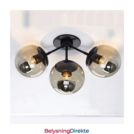 Vegglampe Glasskule 3 Lys Utendørs Innendørs Vegglampe Rustikk Hytte Metall