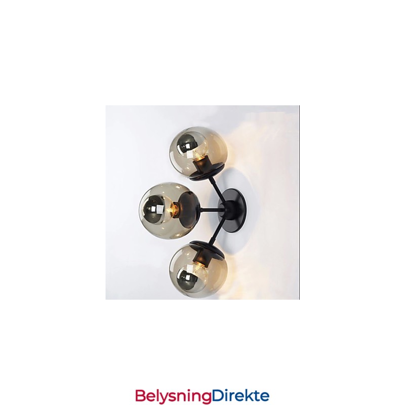 Vegglampe Glasskule 3 Lys Utendørs Innendørs Vegglampe Rustikk Hytte Metall