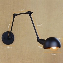 Personlighet Langarm Justerbar Vinkelstang Tre Retro Stue Lamper Belysning Dekorativ Vegglampe