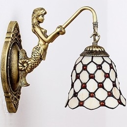 Europeisk Kontraktsfestet Landlig Kreativ Smijernsvegglampe Glasslamper