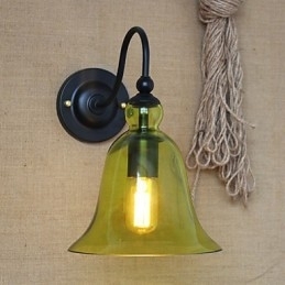 Amerikansk Landlig Minimalistisk Blå Glass Dekorativ Vegglampe Stue Gang