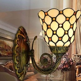 Europeisk Middelhavskontraktert Landlig Kreativ Smijernsvegglampe Glasslamper