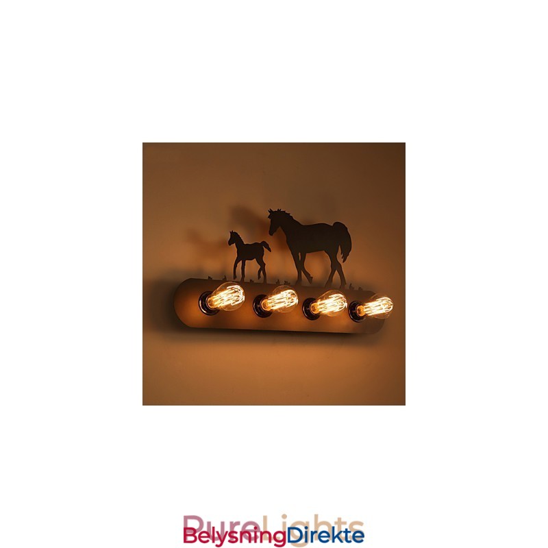 Amerikansk Landsby Pastoral Loftsstil Soveromsgang Jern Retro Villhest Vegglampe Gratis Frakt