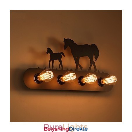 Amerikansk Landsby Pastoral Loftsstil Soveromsgang Jern Retro Villhest Vegglampe Gratis Frakt