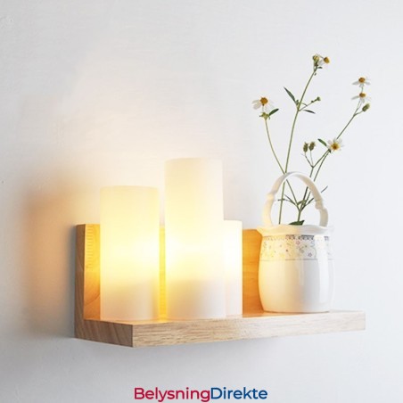 Mini-Stil Vegglampe Med Glassskjermer Moderne, Moderne Tre- Og Bambusvegglampe