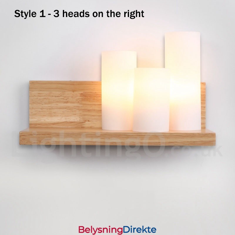 Mini-Stil Vegglampe Med Glassskjermer Moderne, Moderne Tre- Og Bambusvegglampe