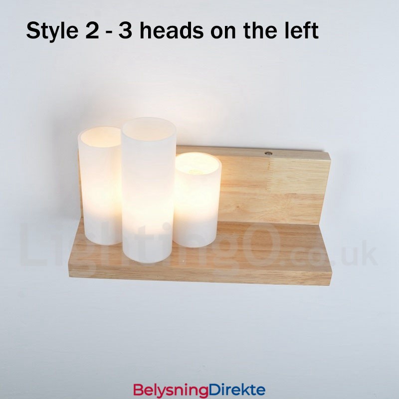 Mini-Stil Vegglampe Med Glassskjermer Moderne, Moderne Tre- Og Bambusvegglampe