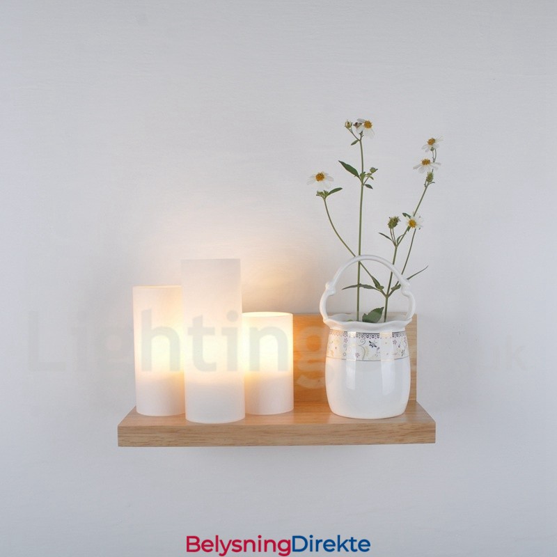 Mini-Stil Vegglampe Med Glassskjermer Moderne, Moderne Tre- Og Bambusvegglampe