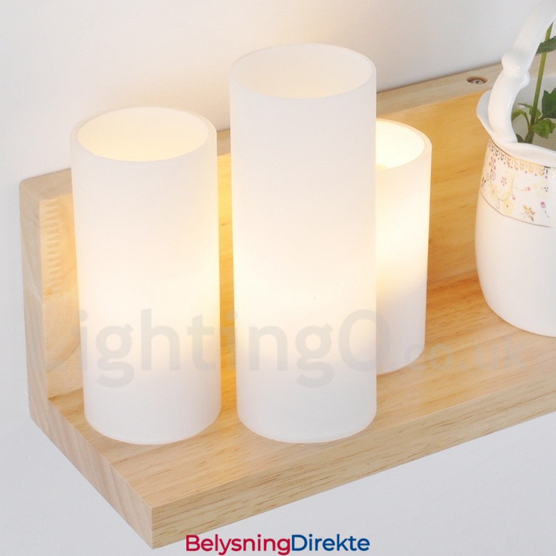 Mini-Stil Vegglampe Med Glassskjermer Moderne, Moderne Tre- Og Bambusvegglampe