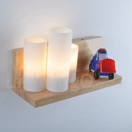 Mini-Stil Vegglampe Med Glassskjermer Moderne, Moderne Tre- Og Bambusvegglampe